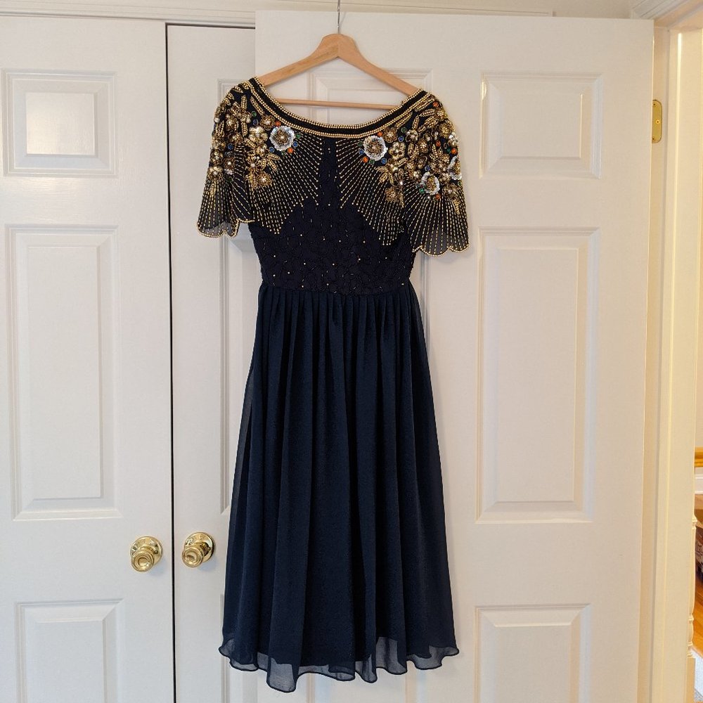 Virgos Lounge Midi Dress w/ Embellished Shoulders